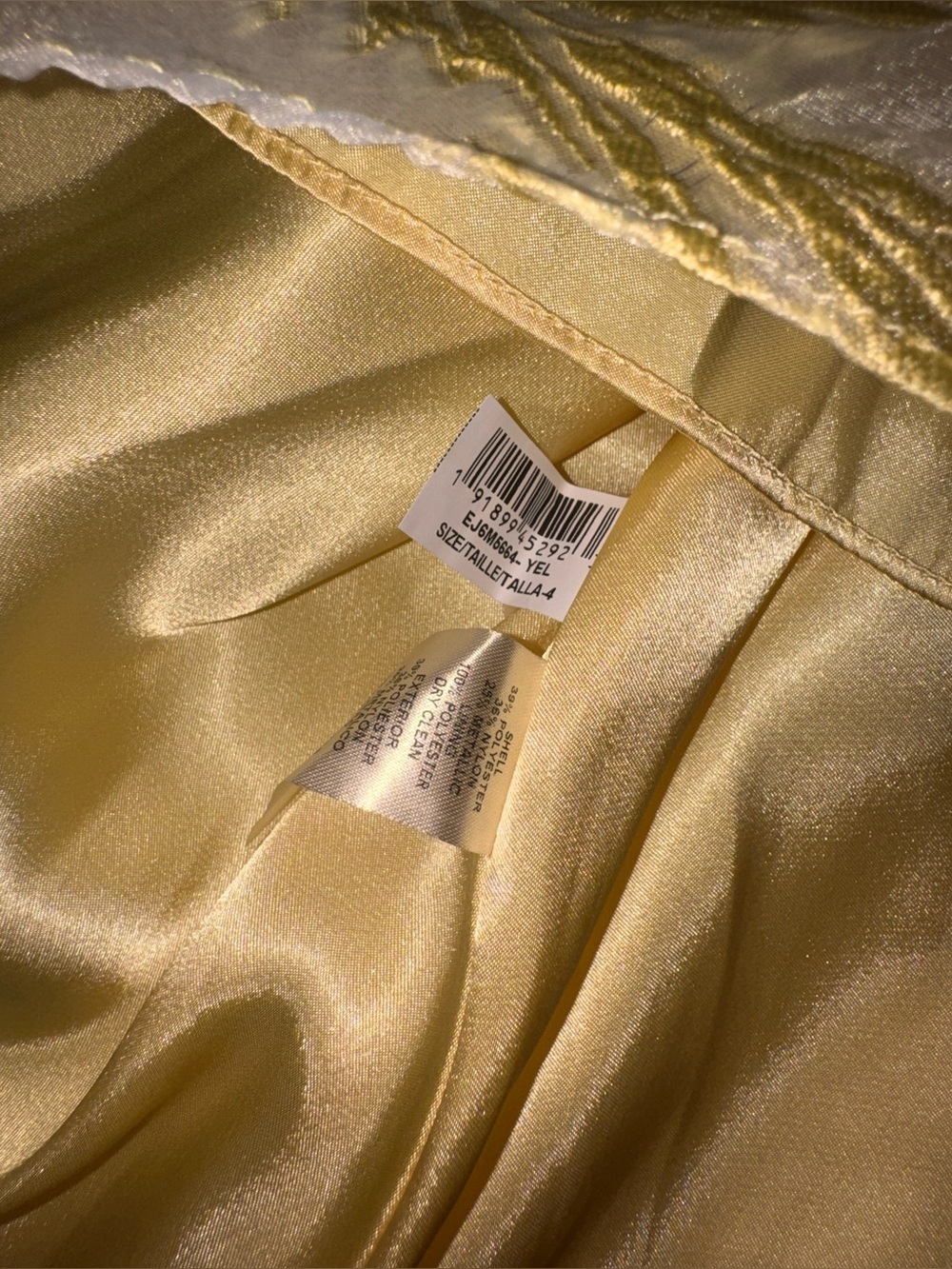 NEW ELIZA J One-Shoulder yellow Brocade belted Ballgown sz 4 - Picture 9 of 10